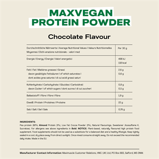 MaxVegan Protein Powder - Chocolate - Short DatedAlternative Image3