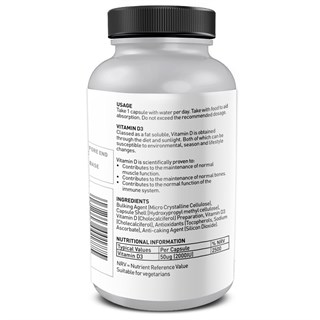 Vitamin D3 2000IU Supplement Tablets 120 PackAlternative Image2