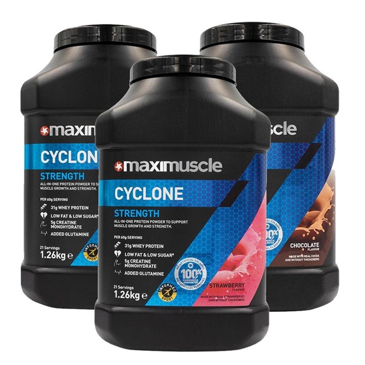 Cyclone Protein Powder 3 x 1.26kg Tubs Strength Bundle