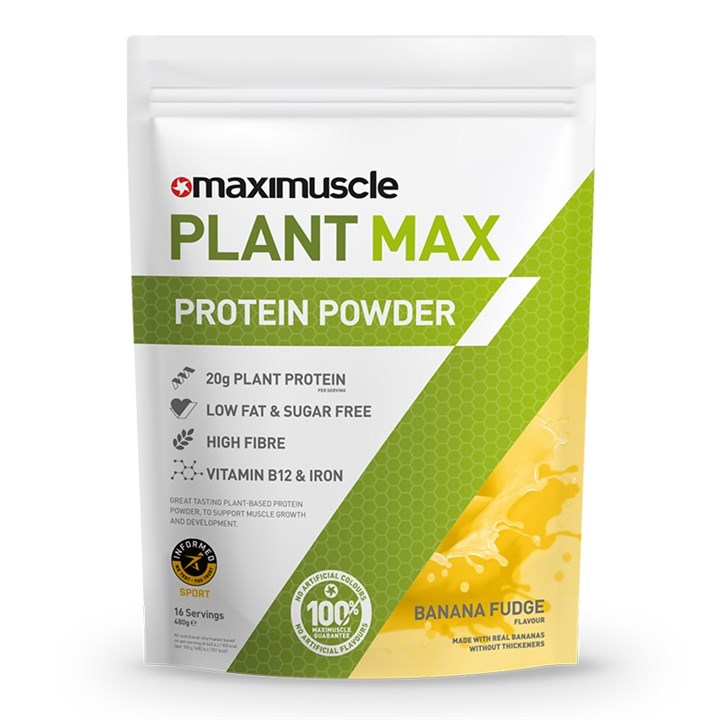 Plant Max Vegan Protein Powder 480g Pack - Banana Fudge - BBD: 27/07/23