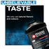 Maxi Nutrition supplement container with 'Unbelievable Taste' text on a dark background
