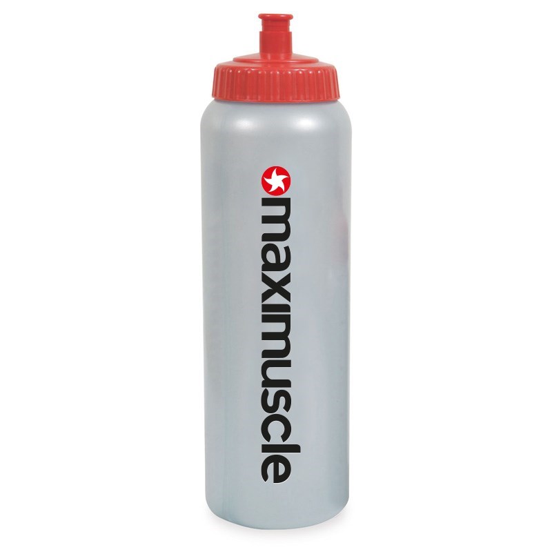 MaxiMuscle 1 Litre Red and Grey Sports Water Bottle